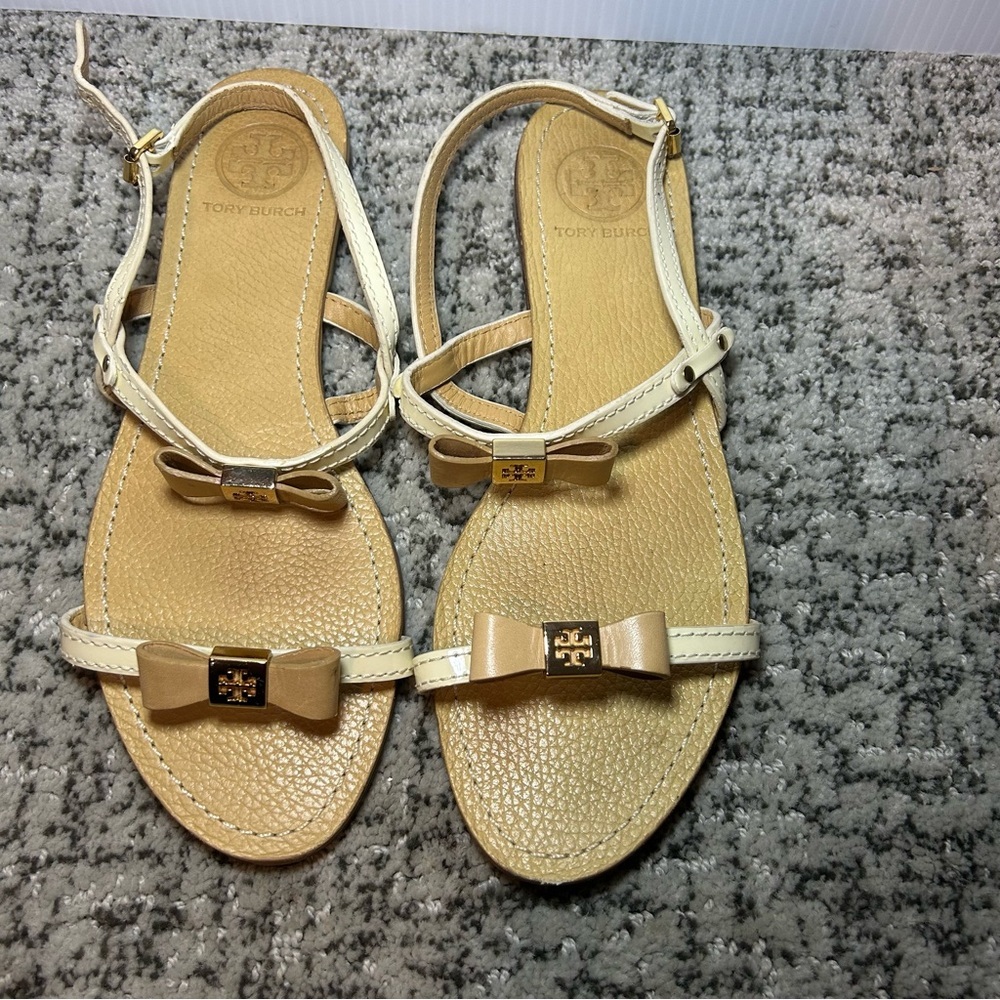 Tory Burch Brown Kailey Patent Leather Strappy Sandals Size 8